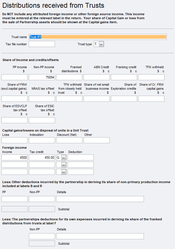 Distributions received from trusts worksheet (dit) PS Help Tax
